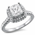thumbnail image 1 of HeartsAndYou 5ct Princess Cut Moissanite Royal Halo Engagement Ring for Women 18k White Gold over Silver, 1 of 9