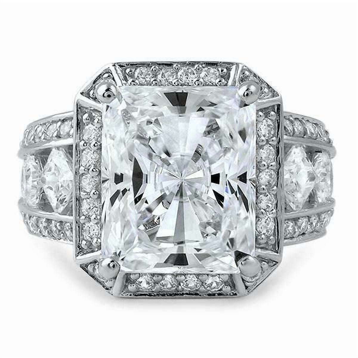 HeartsAndYou 5ct Radiant Cut Moissanite Engagement Ring for Women Halo Fancy Statement 18k White Gold over Silver
