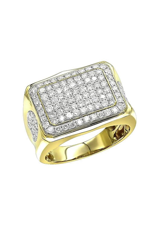 5ct Round Cut Moissanite Six Row Ice Halo Men Engagement Ring for Women 18k Yellow Gold over Silver