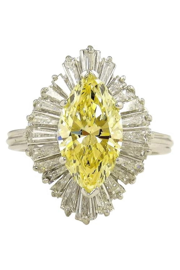 6ct Natural Yellow Sapphire Ballerina Cocktail Ring 18K 14k SOLID White Gold