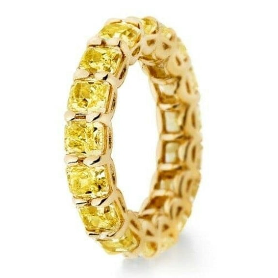 HeartsAndYou 6ct Natural Yellow Sapphire Full Eternity Wedding Band 14k SOLID Yellow Gold