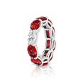 thumbnail image 1 of HeartsAndYou 6ct Oval Cut Natural Red Garnet & Moissanite Eternity Band 14k SOLID White Gold, 1 of 9