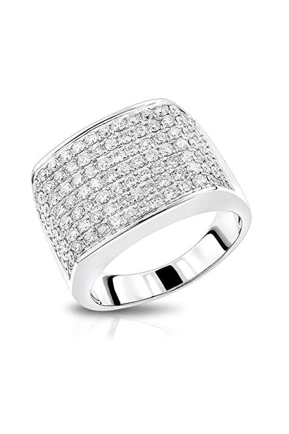 6ct Round Cut Moissanite Seven Row Cluster Men Engagement Ring for Women 18k White Gold over Silver Stylish