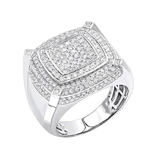HeartsAndYou 6ct Round Cut Moissanite Statement Cluster Men Engagement Ring for Women 18k White Gold over Silver