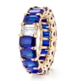 thumbnail image 1 of HeartsAndYou 7ct Emerald Cut Natural Sapphire Moissanite Eternity Band 14k SOLID Yellow Gold, 1 of 9