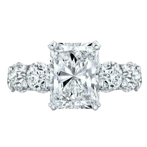 HeartsAndYou 7ct Radiant Cut Moissanite Cocktail Eternity Engagement Ring for Women 18k White Gold over Silver
