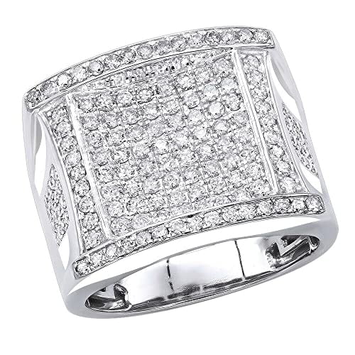 HeartsAndYou 7ct Round Cut Moissanite Ice Cluster Halo Men Engagement Ring for Women 18k White Gold over Silver Stylish