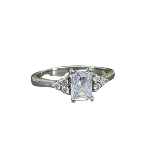 HeartsAndYou Accent Solitaire Engagement Ring for Women 1.5ct Radiant Cut Moissanite 18k White Gold Over Silver