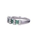 thumbnail image 1 of HeartsAndYou Baguette Cut Natural Green Emerald Moissanite Two Row Band 14k SOLID White Gold, 1 of 6