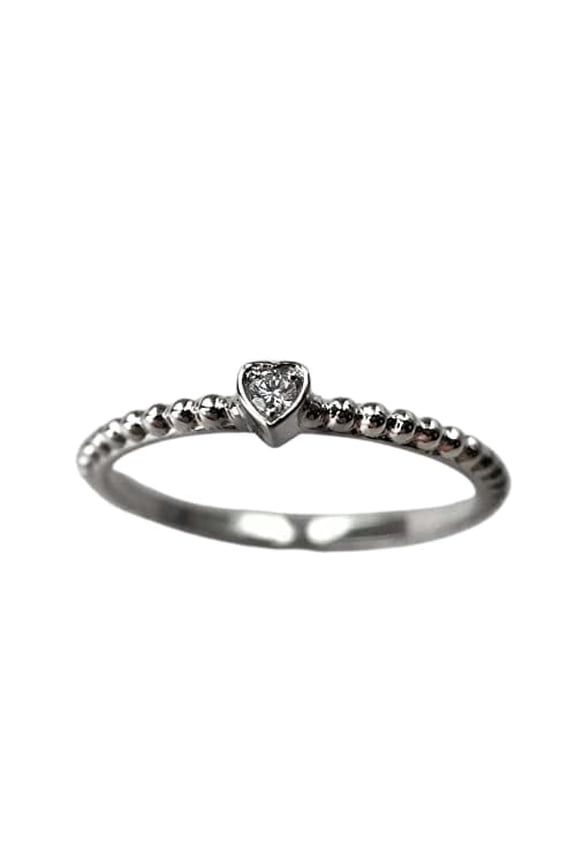 Beaded Ball Shank Solitaire Ring 0.45ct Round Cut Moissanite 18k White Gold Over Silver