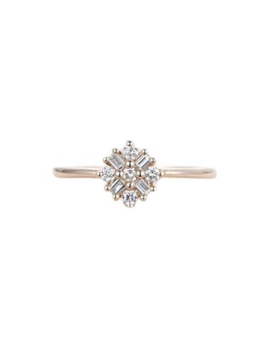 Cluster Snowflake Engagement Ring for Women 1.5ct Round Cut Moissanite 18k Rose Gold Over Silver