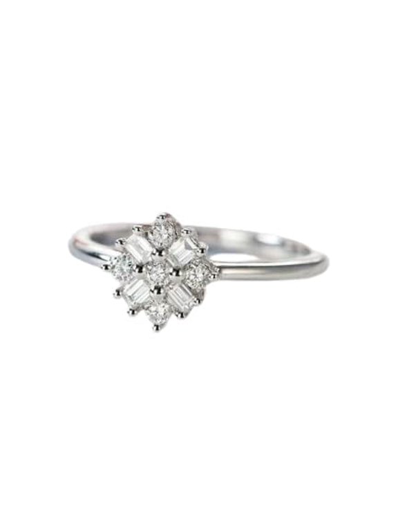 Cluster Snowflake Engagement Ring for Women 1.5ct Round Cut Moissanite 18k White Gold Over Silver
