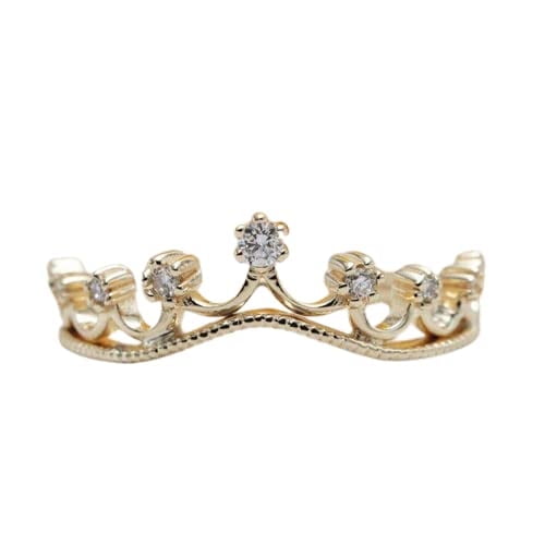 HeartsAndYou Crown Design Engagement Ring for Women 1ct Round Cut Moissanite 18k Yellow Gold Over Silver