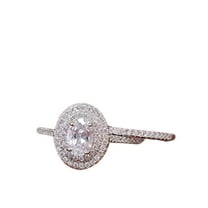 HeartsAndYou Double Halo Bridal Set Engagement Ring for Women 2ct Oval Cut Moissanite 18k White Gold Over Silver