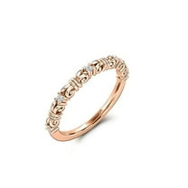 HeartsAndYou Filigree Stackable Wedding Ring Band 0.07ct Round Cut Lab Grown Diamond 18k Rose Gold Over Silver