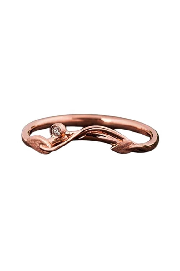 Floral Leaf Twig Engagement Ring for Women 0.12ct Round Cut Moissanite 18k Rose Gold Over Silver
