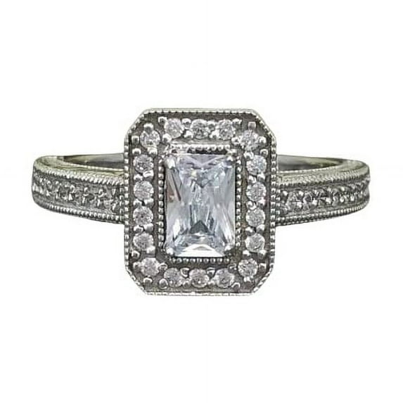 HeartsAndYou Halo Antique Inspired Vintage Inspired Engagement Ring for Women 2ct Radiant Cut Moissanite 18k White Gold over Silver