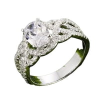 HeartsAndYou Infinity Unique Engagement Ring for Women 2.5ct Oval Cut Moissanite 18k White Gold over Silver