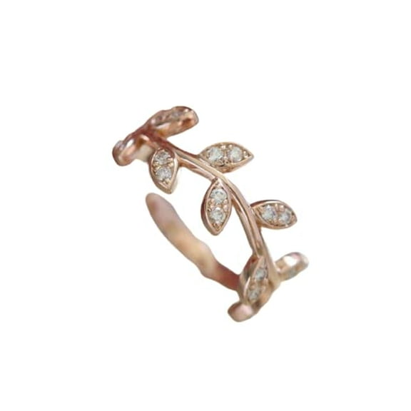 HeartsAndYou Leaf Design Engagement Ring for Women 1.2ct Round Cut Moissanite 18k Rose Gold Over Silver