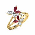 thumbnail image 1 of HeartsAndYou Marquise Natural Ruby Moissanite Butterfly Cocktail Ring 14k SOLID Yellow Gold, 1 of 9