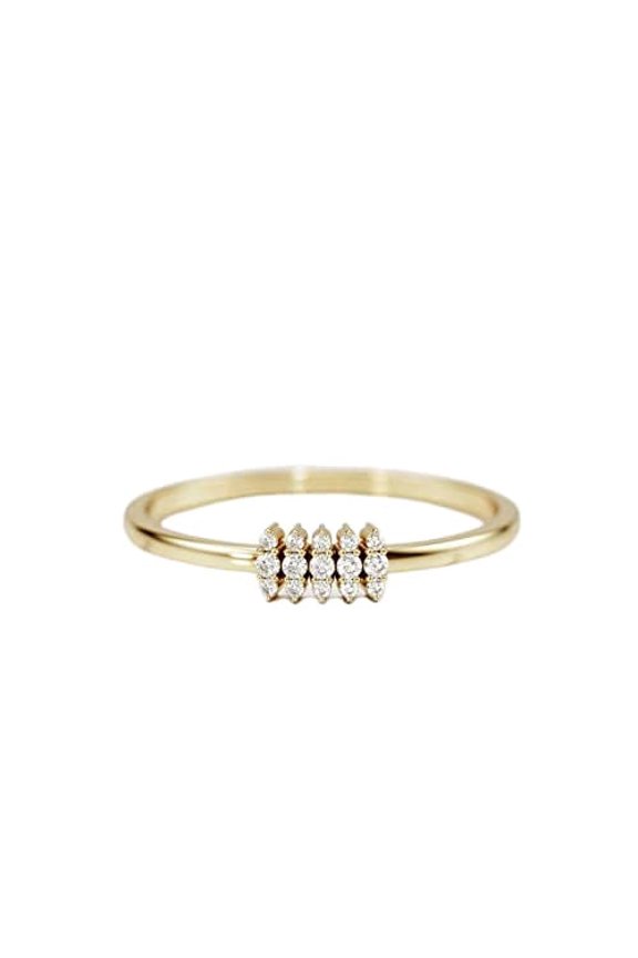 Minimalist Cluster Engagement Ring for Women 1ct Round Cut Moissanite 18k Yellow Gold Over Silver