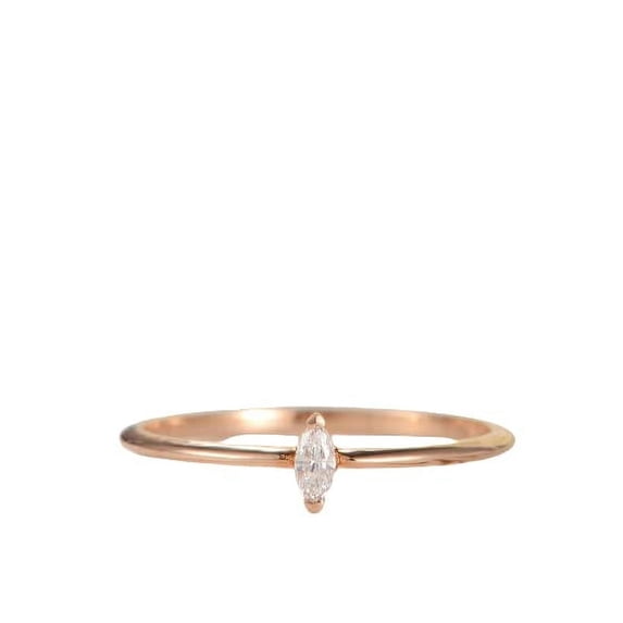 HeartsAndYou Minimalist Solitaire Engagement Ring for Women 0.3ct Marquise Moissanite 18k Rose Gold Over Silver