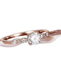 HeartsAndYou Minimalist Solitaire Engagement Ring for Women 1.2ct Round Cut Moissanite 18k Rose Gold Over Silver