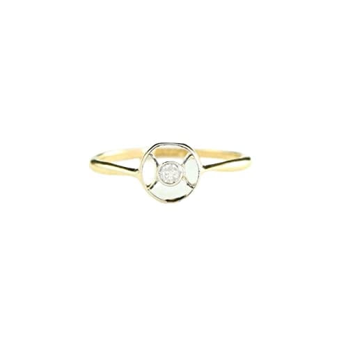 HeartsAndYou Open Circle Solitaire Minimalist Ring 0.2ct Round Moissanite 18k Yellow Gold Over Silver