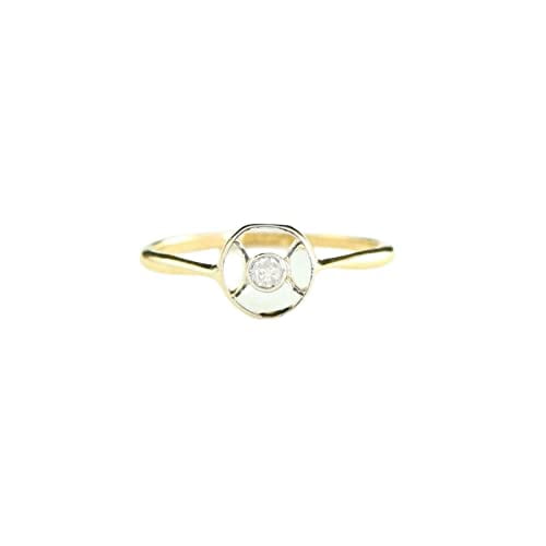 HeartsAndYou Open Circle Solitaire Minimalist Ring 0.2ct Round Moissanite 18k Yellow Gold Over Silver