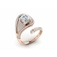 thumbnail image 1 of HeartsAndYou Open Cocktail Bypass Engagement Ring for Women 2.5ct Cushion Cut Moissanite 18k Rose Gold over Silver, 1 of 9