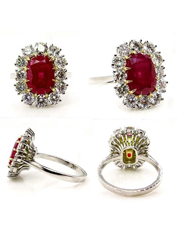 Oval Natural Pink Ruby Round Moissanites Halo Cocktail Ring 14k SOLID White Gold