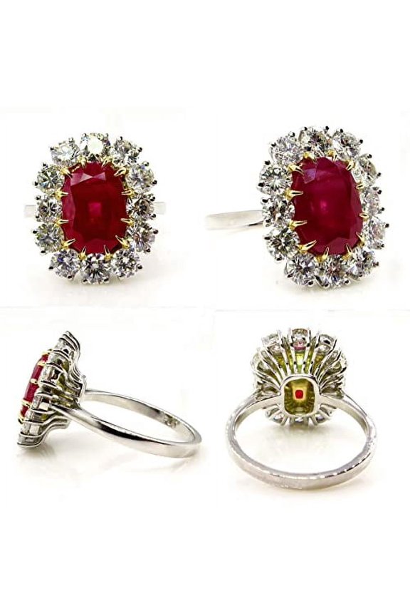 Oval Natural Pink Ruby Round Moissanites Halo Cocktail Ring 14k SOLID White Gold