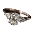 thumbnail image 1 of HeartsAndYou Pear Accents Trilogy Engagement Ring for Women 2.1ct Oval Cut Moissanite 18k Rose Gold over Silver, 1 of 9