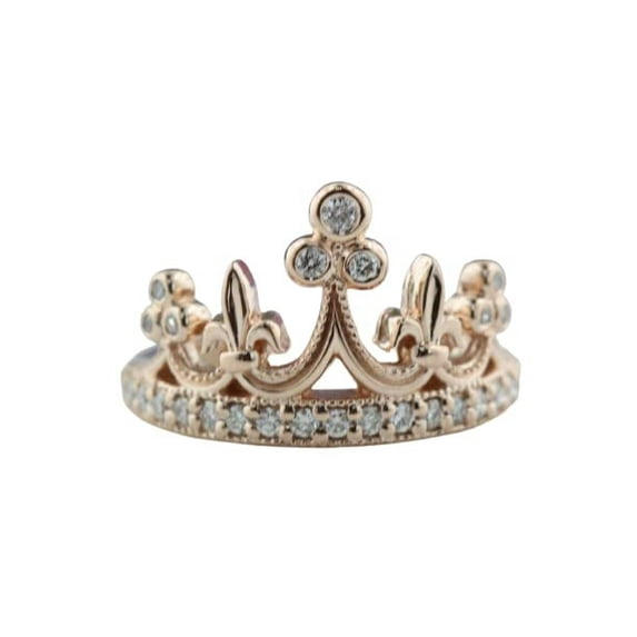 HeartsAndYou Queen Princess Crown Engagement Ring for Women 1ct Round Cut Moissanite 18k Rose Gold Over Silver
