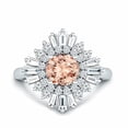 thumbnail image 1 of HeartsAndYou Round Natural Morganite & Moissanite Ballerina Party Ring 14k SOLID White Gold, 1 of 9