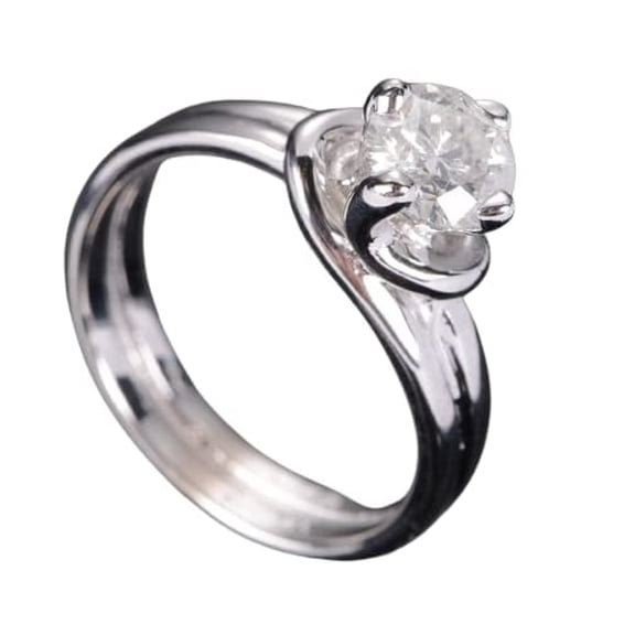 HeartsAndYou Solitaire Promise Engagement Ring for Women 1ct Round Cut Moissanite 18k White Gold Over Silver