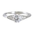 thumbnail image 1 of HeartsAndYou Solitaire with Accent Engagement Ring for Women 0.8ct Round Cut Moissanite 18k White Gold Over Silver, 1 of 8