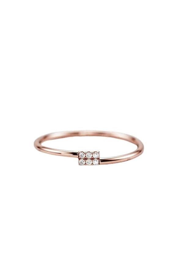 Thin Minimalist Bypass Engagement Ring for Women 0.2ct Round Cut Moissanite 18k Rose Gold Over Silver