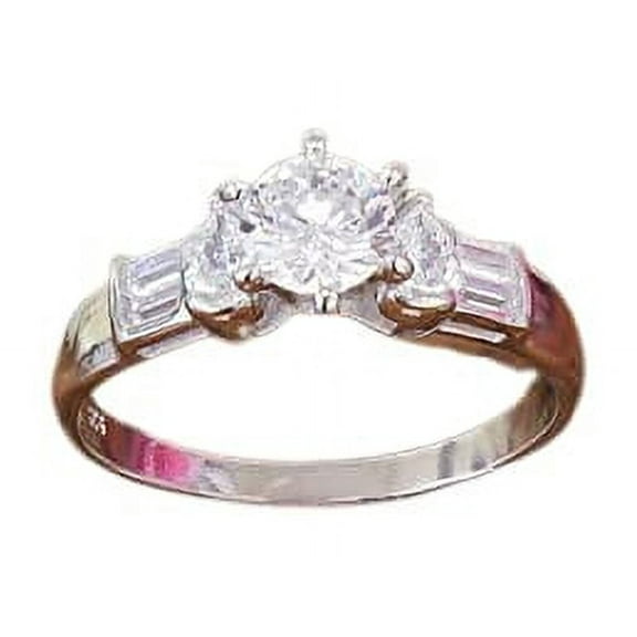 HeartsAndYou Three Stone Solitaire Engagement Ring for Women 1.8ct Round Cut Moissanite 18k White Gold over Silver