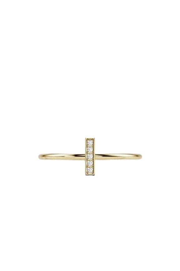 Vertical Bar Women Engagement Ring for Women 0.6ct Round Cut Moissanite 18k Yellow Gold Over Silver