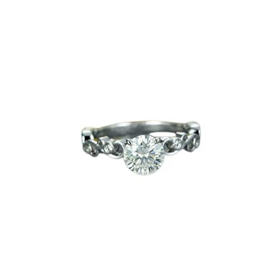 HeartsAndYou Vintage Inspired Art Deco Engagement Ring for Women 1.4ct Round Cut Moissanite 18k White Gold Over Silver