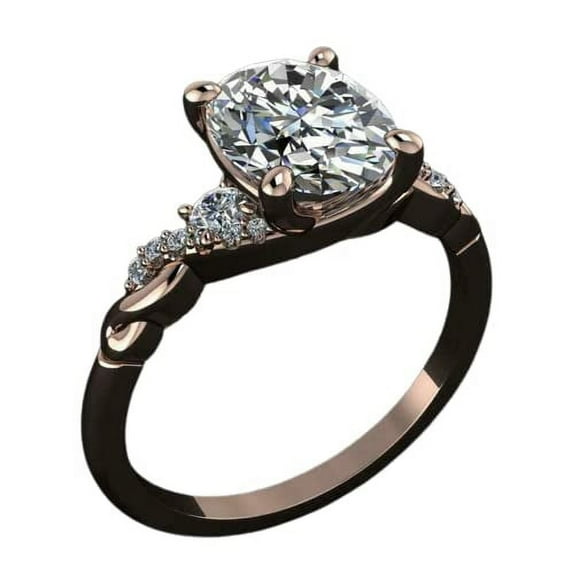 HeartsAndYou Vintage Inspired Style Engagement Ring for Women 2.1ct Oval Cut Moissanite 18k Rose Gold over Silver