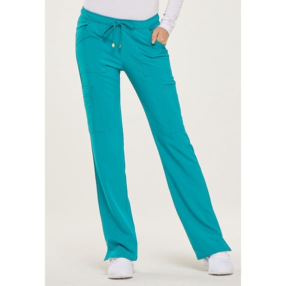 Heartsoul Love Always Scrubs Pant for Women, Low Rise Drawstring, HS025T, M Tall, Teal Blue