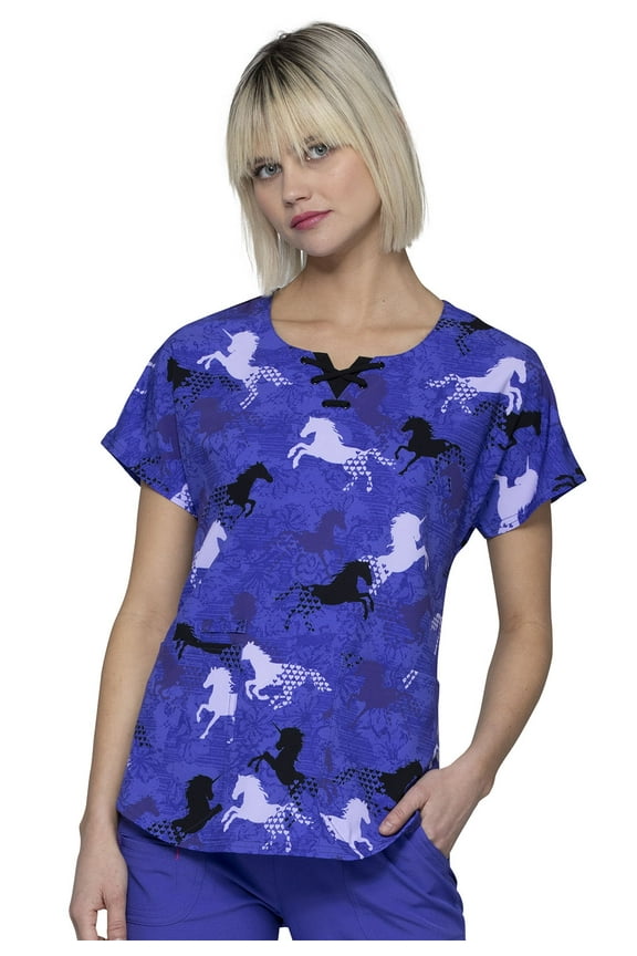 Prints Scrubs Top for Women Round Neck, Plus Size, HS685, S, Always Be A Unicorn