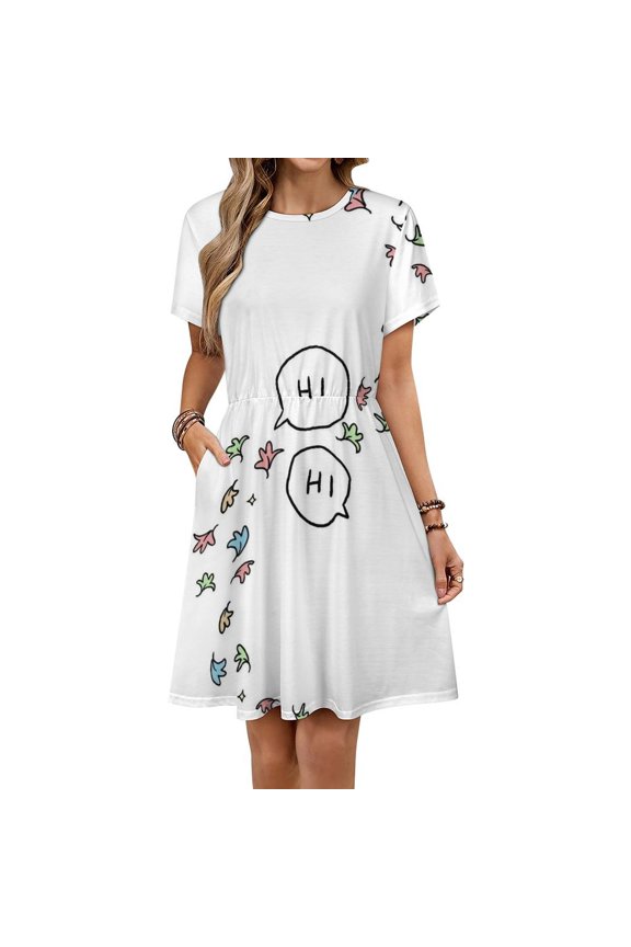 Heartstopper Greeting Dress Summer Street Style Dresses Female Short Sleeve Printed Sundress