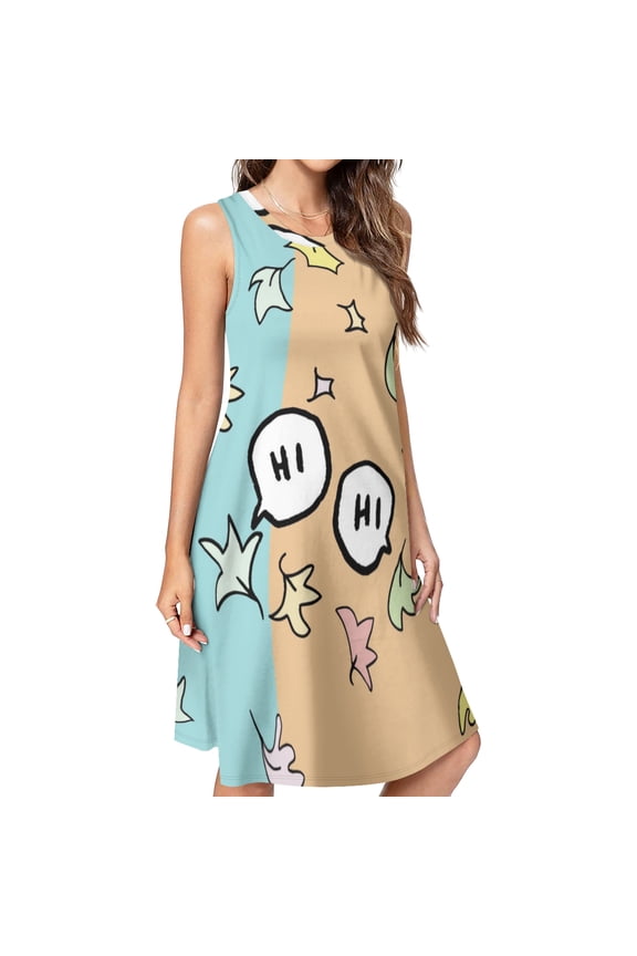 Heartstopper Hi Spring Summer Dresses for Women Fashion T-shirt Dress Casual Sleeveless Loose Sundress with Pockets