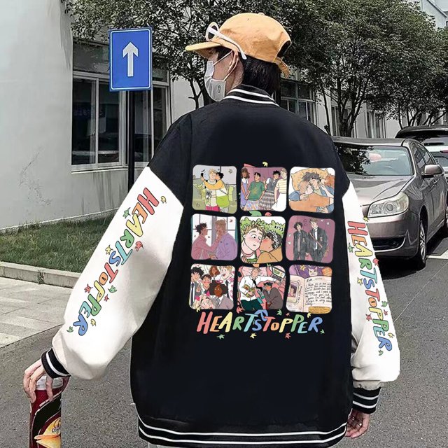 Heartstopper Jacket Fashion Button down Coat Cozy Unisex Black Cloth