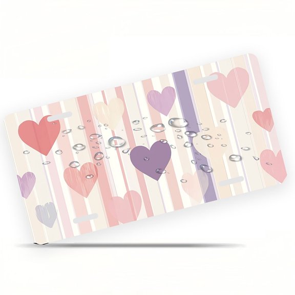 Heartstriped Pattern Funny Personalized License Plate Rust-proof Stainless Steel Metal License Plate Suitable For Men And Women 12.2" x 6.2"
