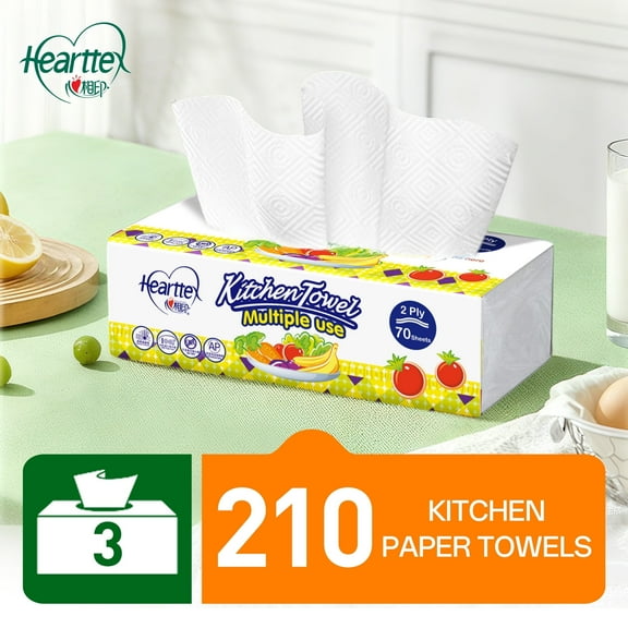 Hearttex 210-Sheet Plastic-Packaged Unprinted Kitchen Paper Towels