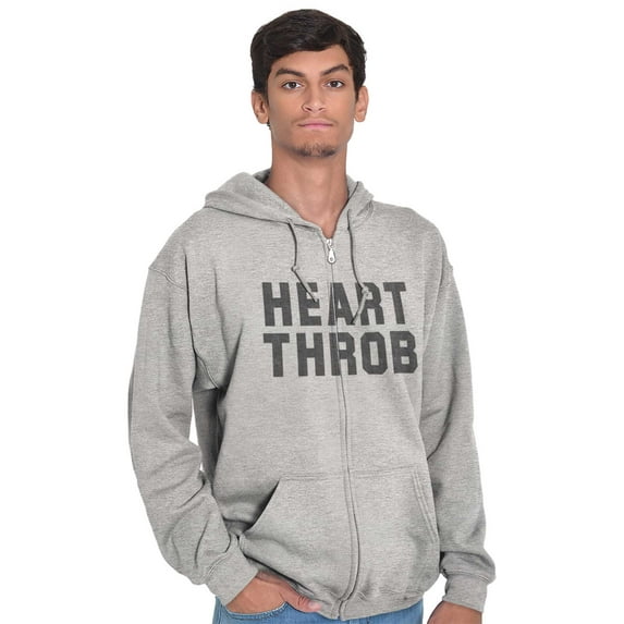 Heartthrob Funny Valentines Joke Men's Big & Tall Graphic Zip Up Hoodie Brisco Brands 2X